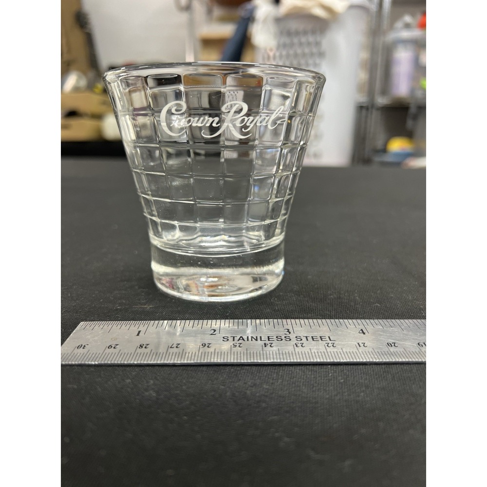 Vintage Crown Royal Lowball on the Rocks Whiskey Glass Faceted